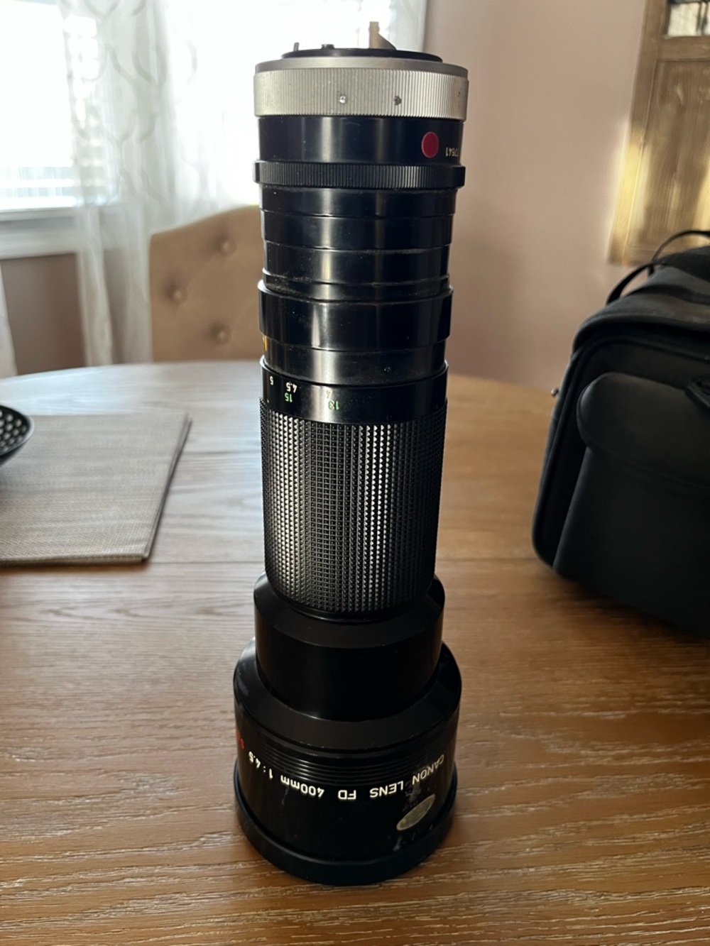 Canon Black and Silver FD 400mm Telephoto Lens